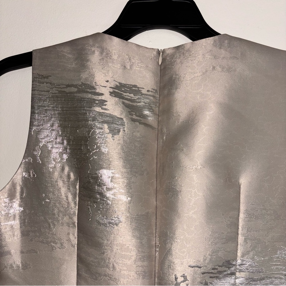 Doncaster One-of-a-kind Shimmering Golden Metallic and Blue Midi Dress Size 8P - Picture 7 of 10